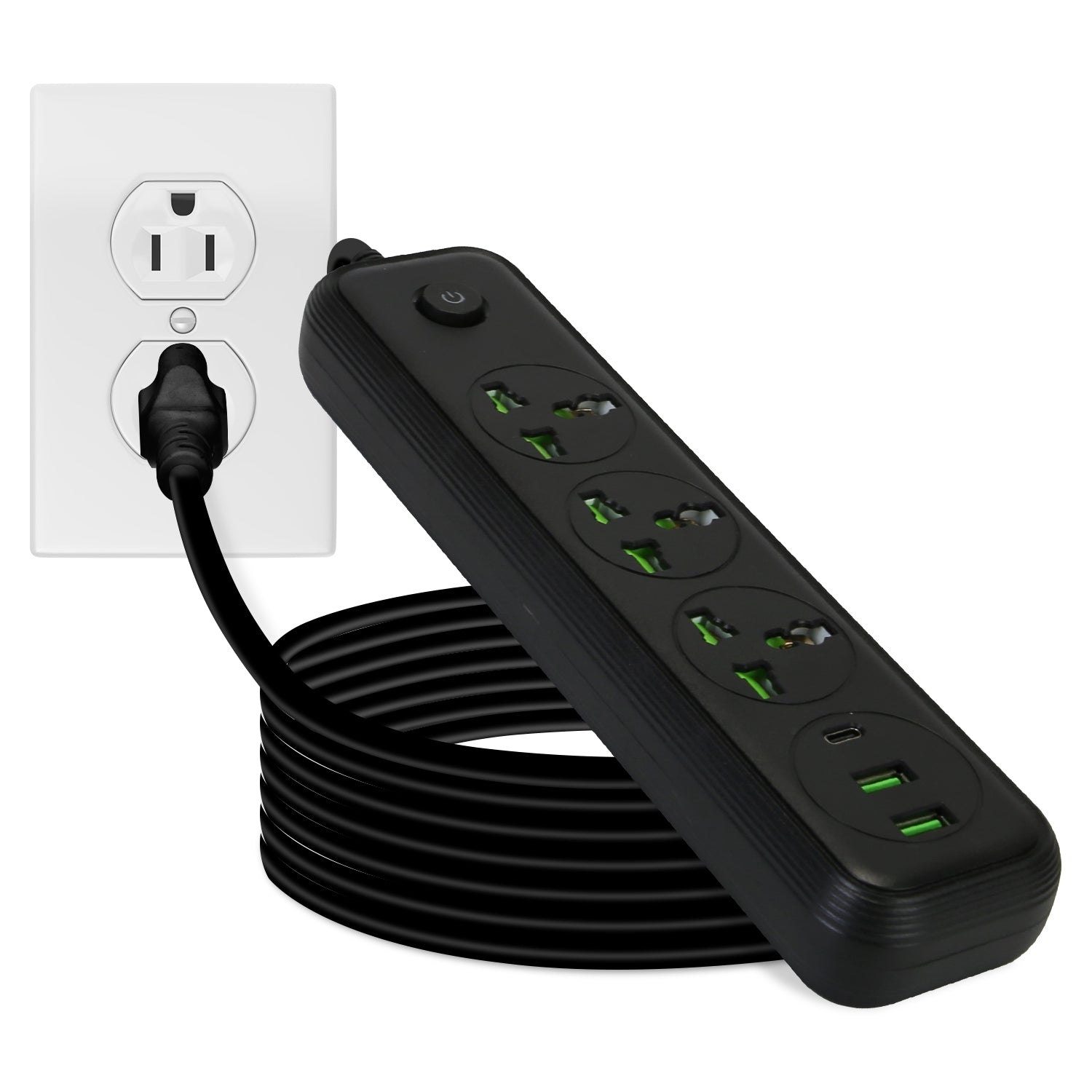 1Pc Power Strip With 6FT Extension