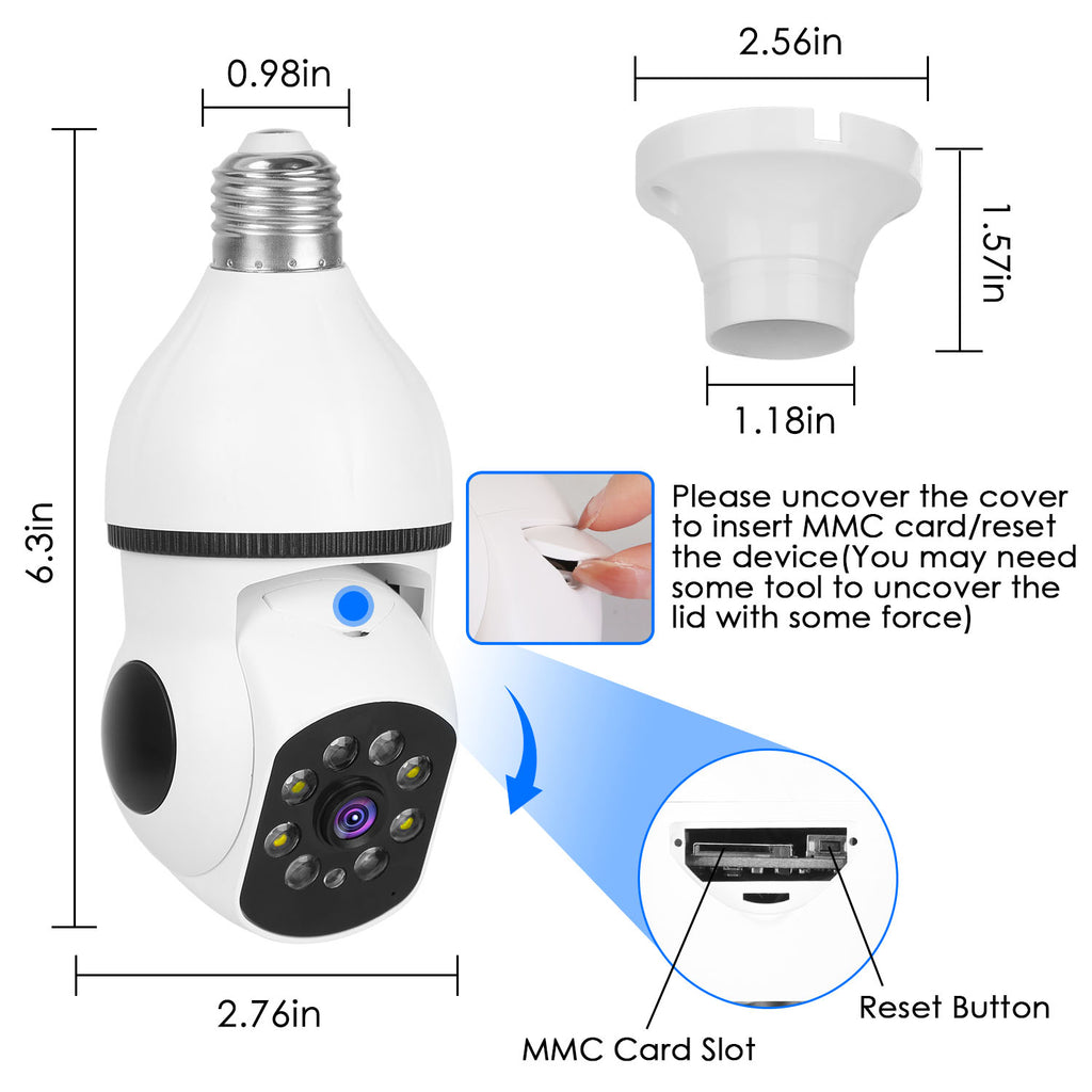 1Pc E27 WiFi Bulb Camera 1080P