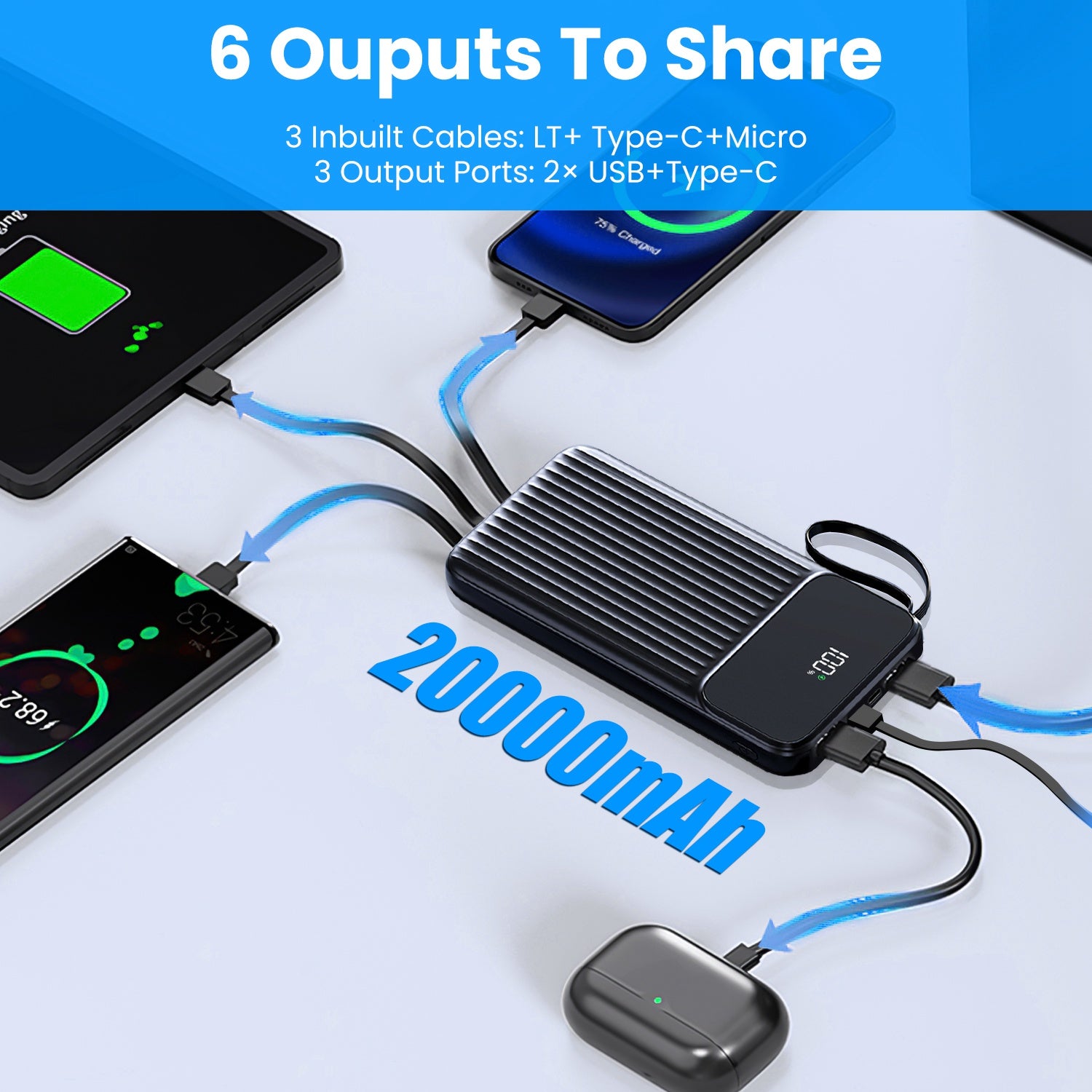 1Pc PD22W Fast Charger 20000mAh