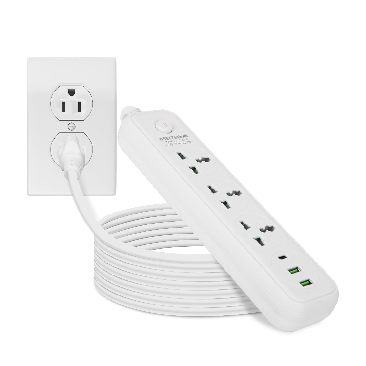 1Pc Power Strip With 6FT Extension
